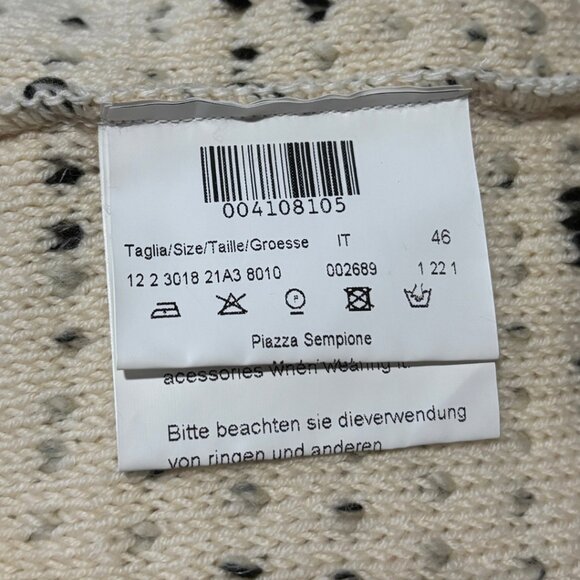 Piazza Sempione Women's Cream/Black Speckled Wool Blend Knit Cardigan in Size 10 - Picture 9 of 11